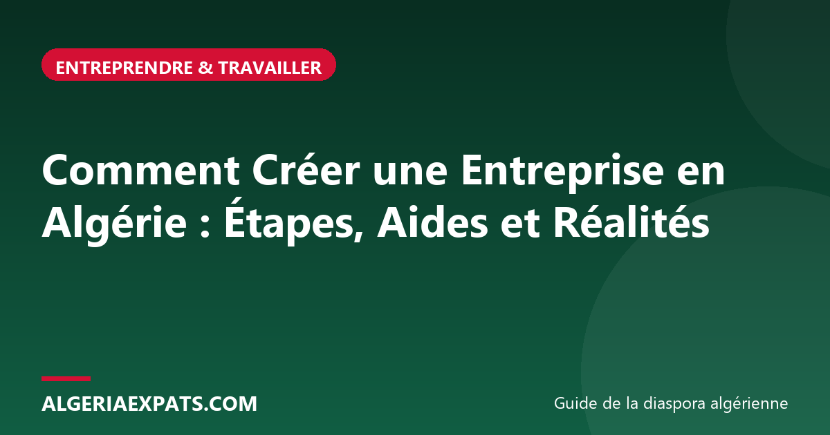 Comment Créer une Entreprise en Algérie : Étapes, Aides et Réalités