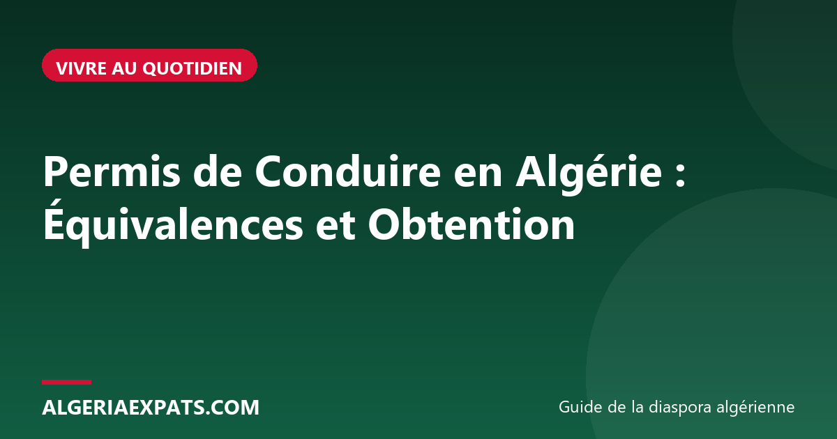 Permis de Conduire en Algérie : Équivalences et Obtention