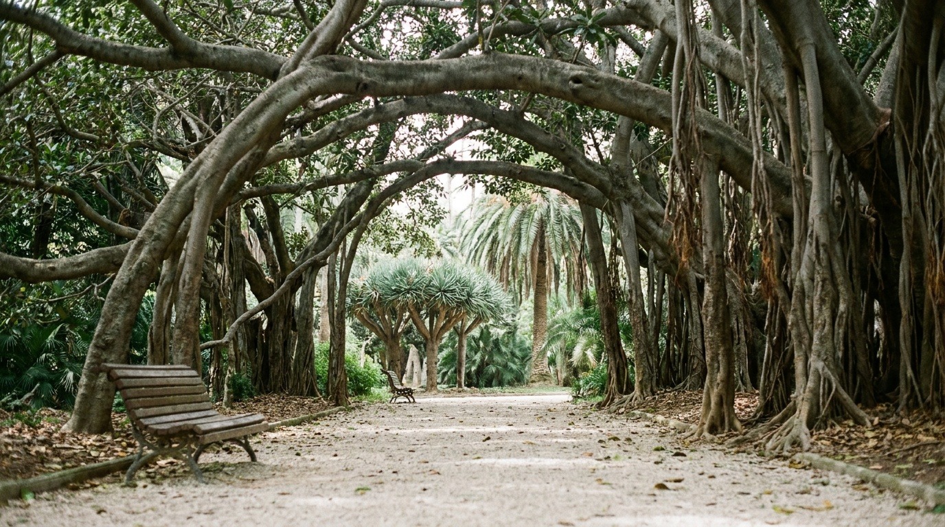 Allée ombragée du Jardin d'Essai du Hamma à Alger