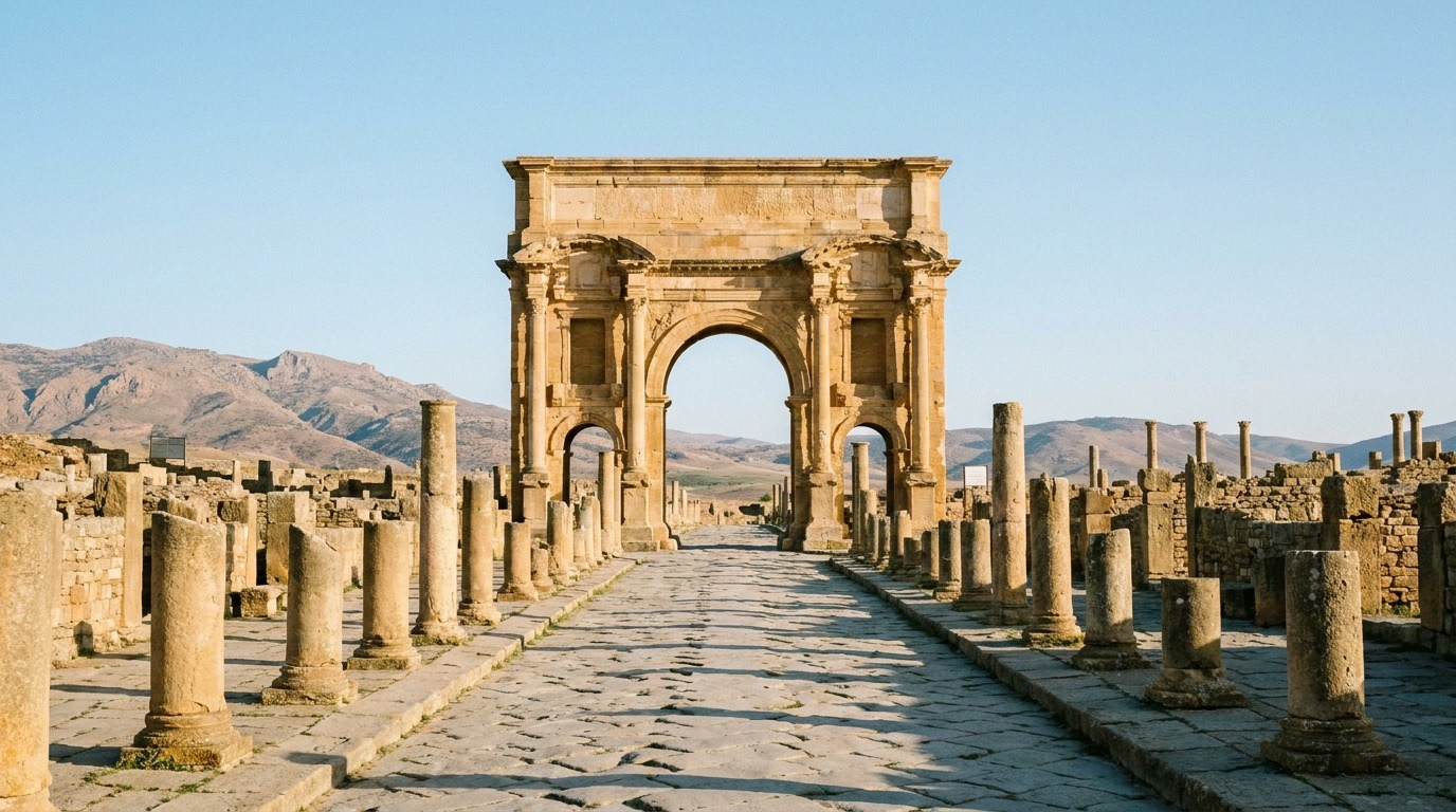 Arc de Trajan sur le site romain de Timgad