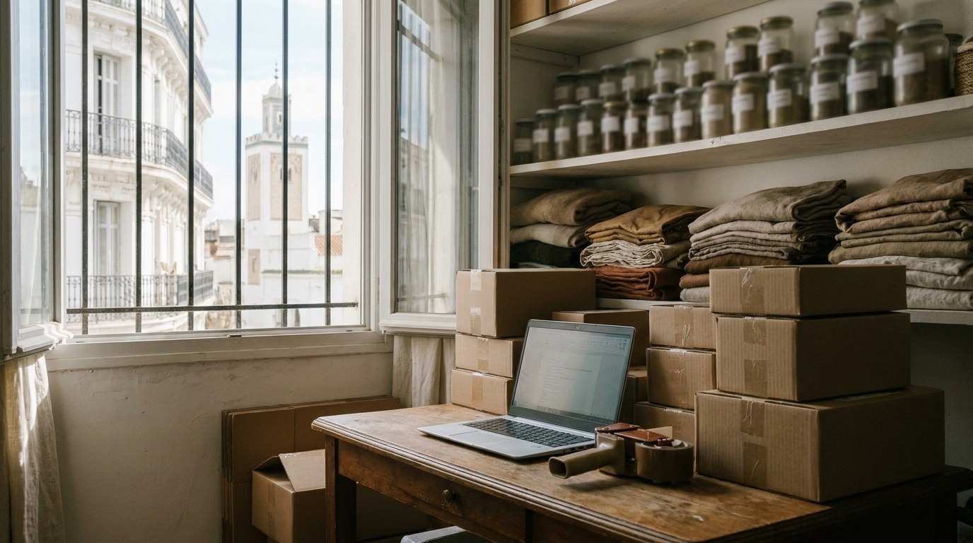 Atelier de préparation de colis pour une boutique en ligne