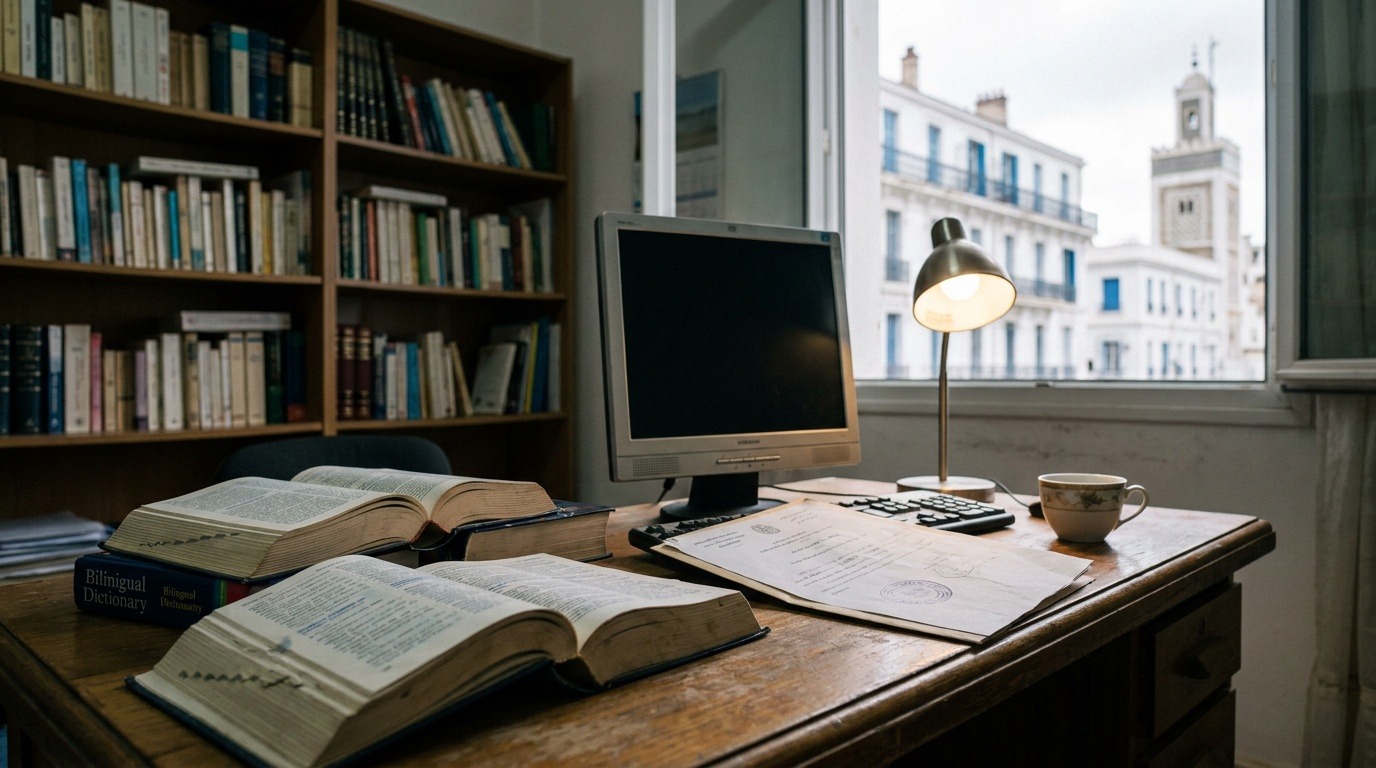 Bureau d'un traducteur assermenté