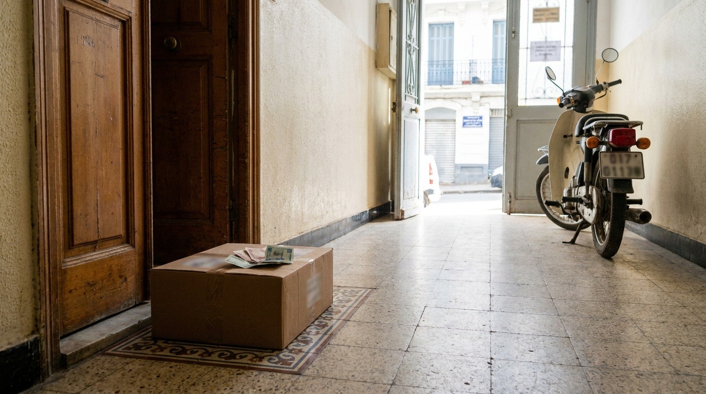 Colis livré et billets de dinars