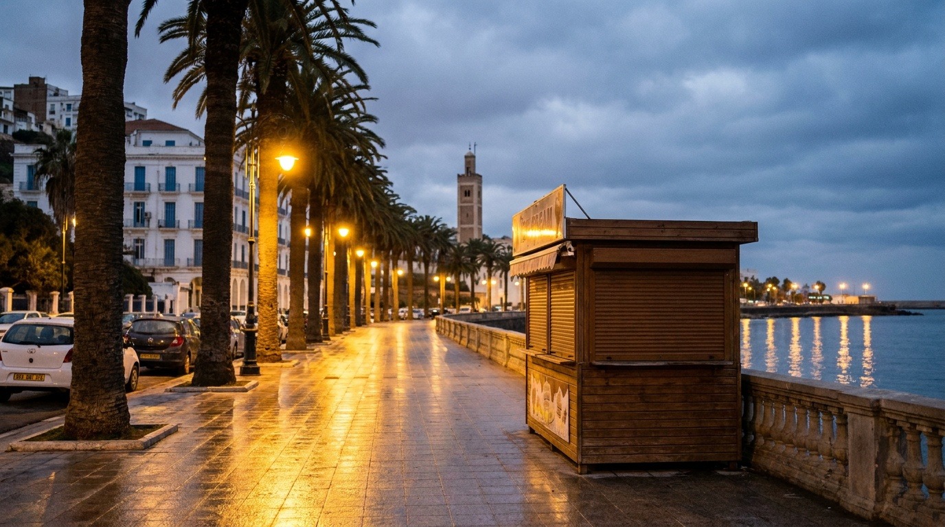 Corniche d'Oran illuminée la nuit