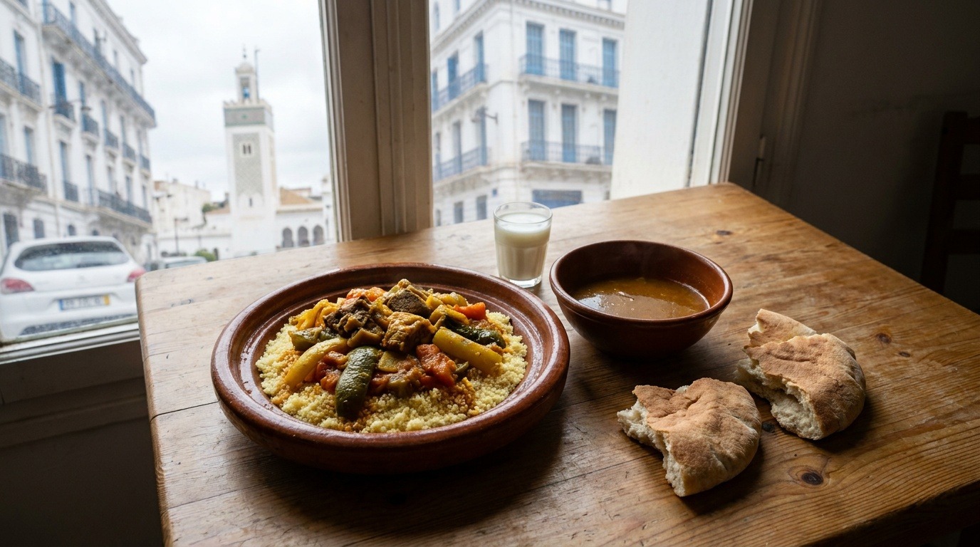 Couscous algérien dans un plat en terre