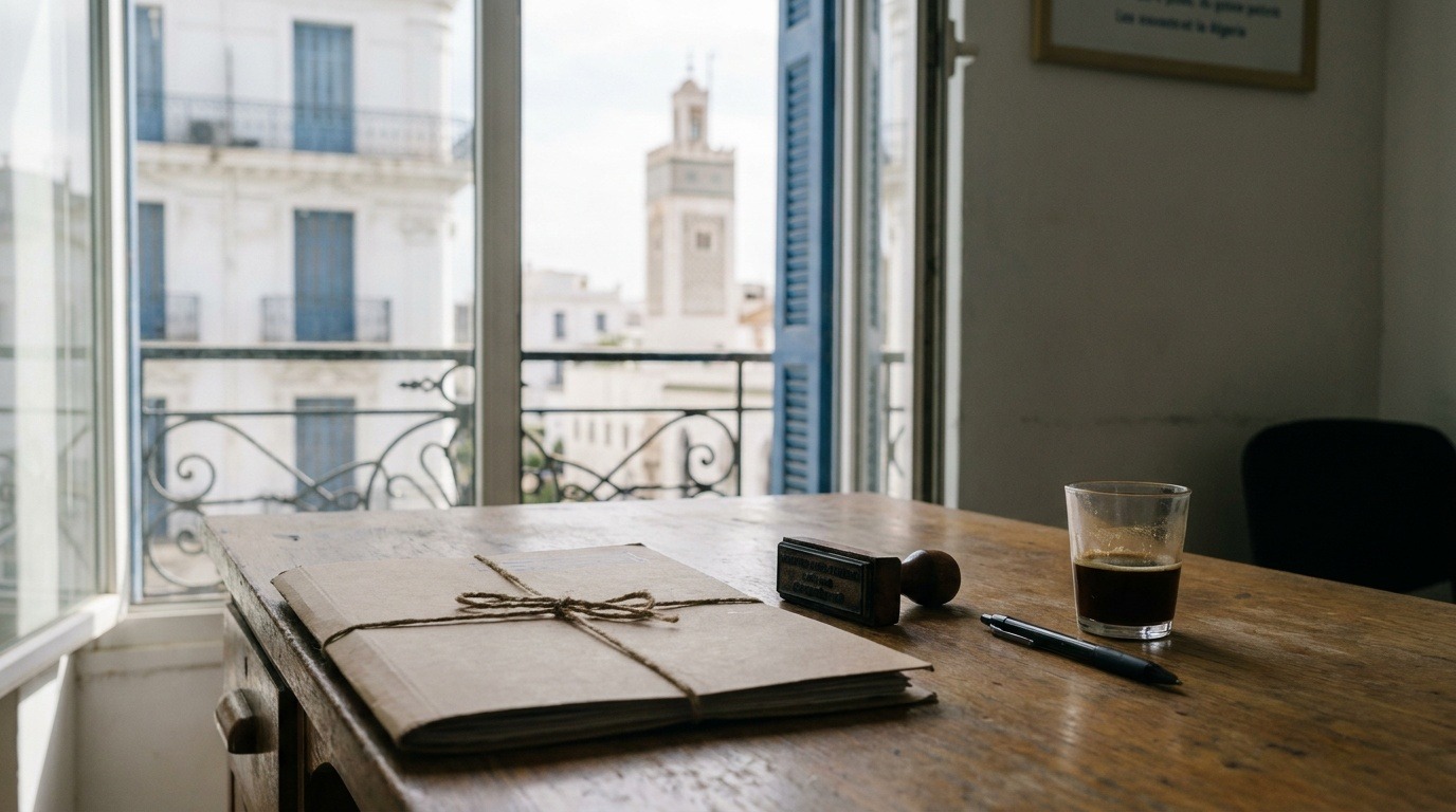 Dossier administratif, tampon et stylo sur un bureau
