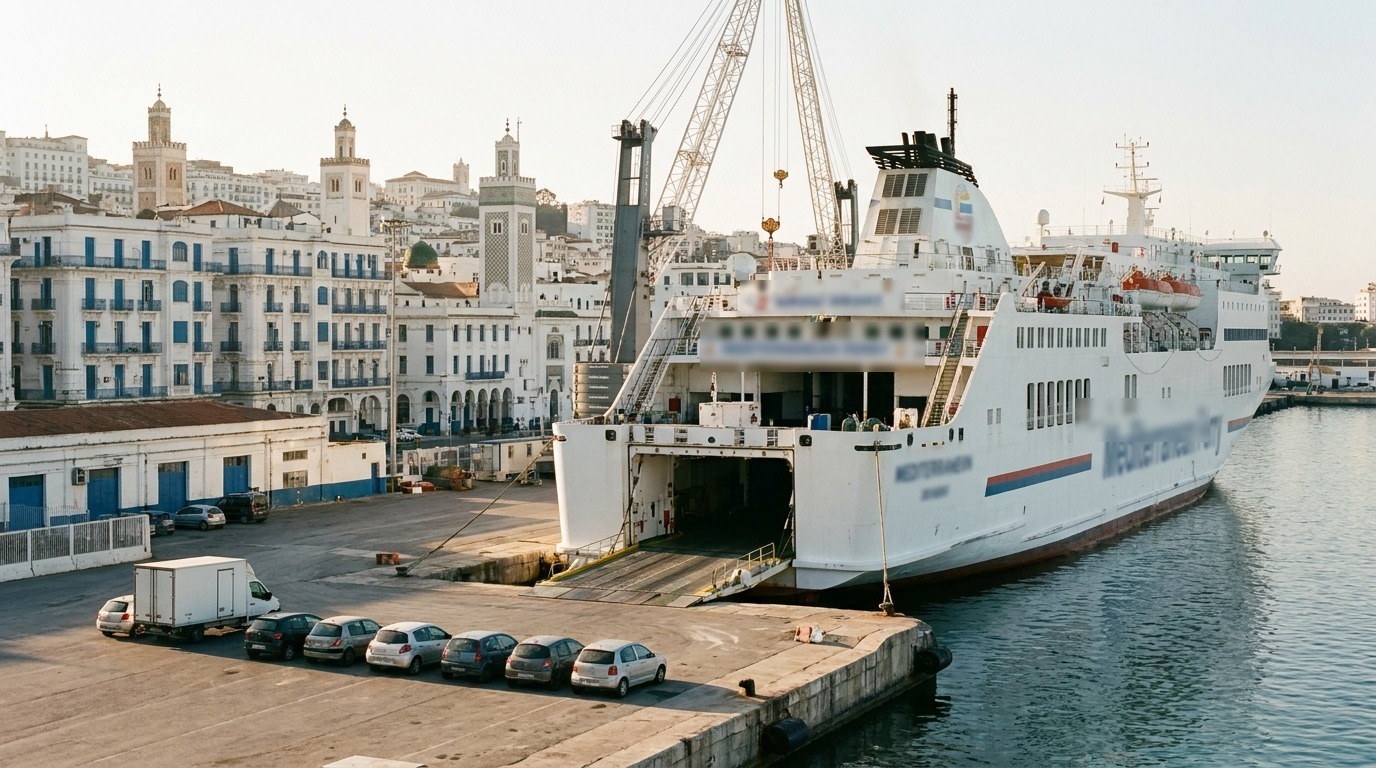 Ferry à quai au port d'Alger