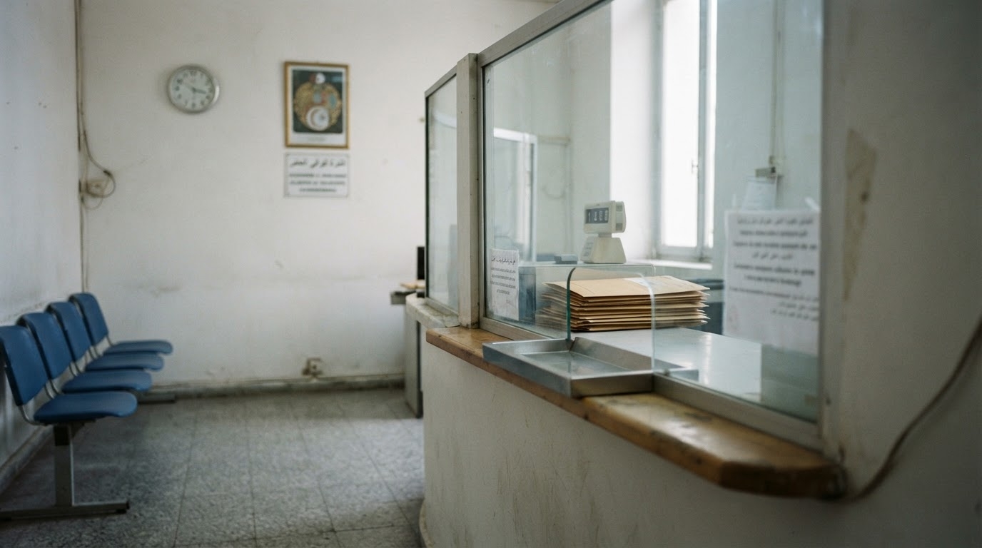 Guichet de retrait des passeports dans un consulat d'Algérie