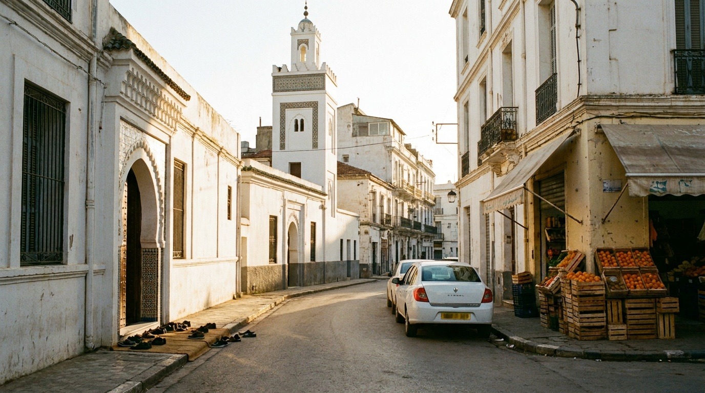 Mosquée de quartier à Alger avec minaret carré