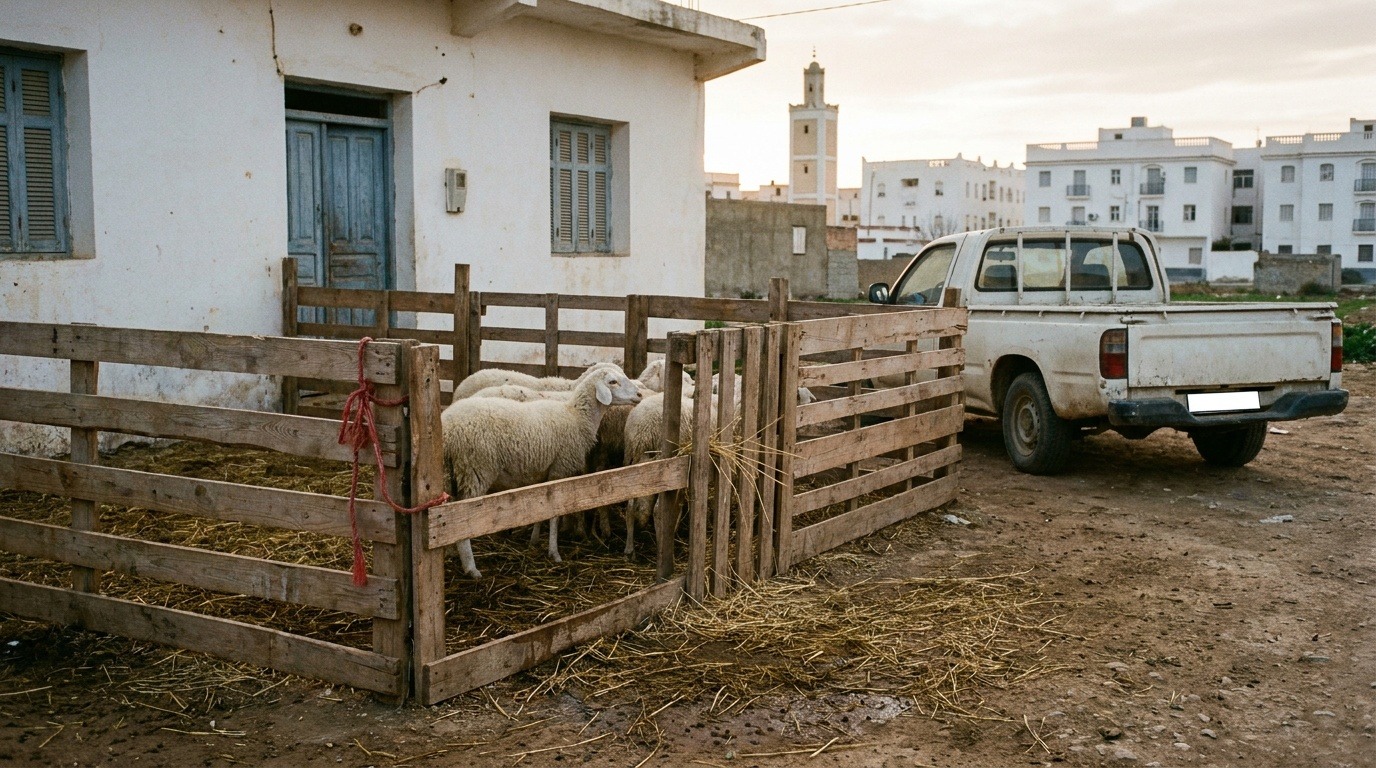 Moutons dans un enclos avant l'Aïd el-Adha en Algérie