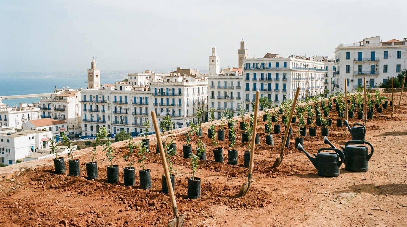 Plants d'arbres prêts à être plantés lors d'une action associative