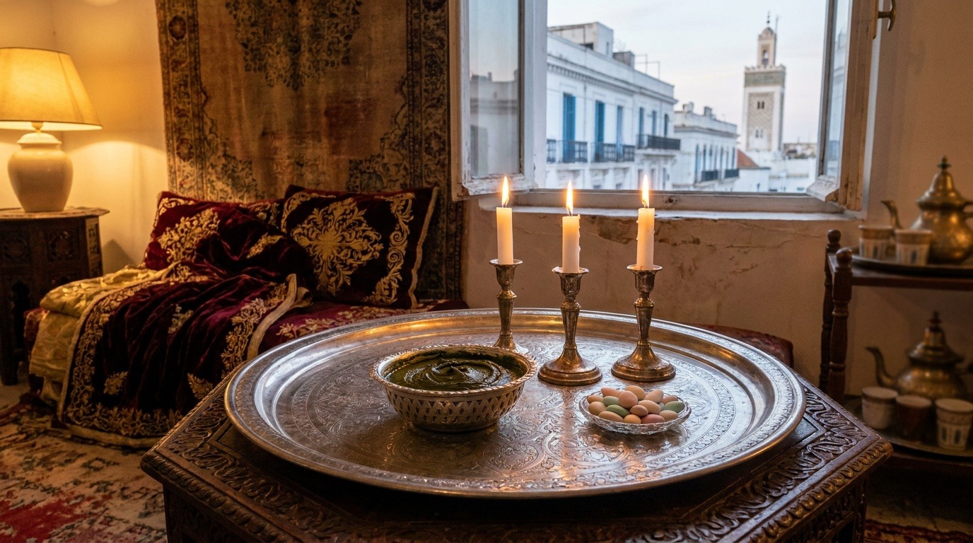 Plateau de henné et dragées pour un mariage algérien