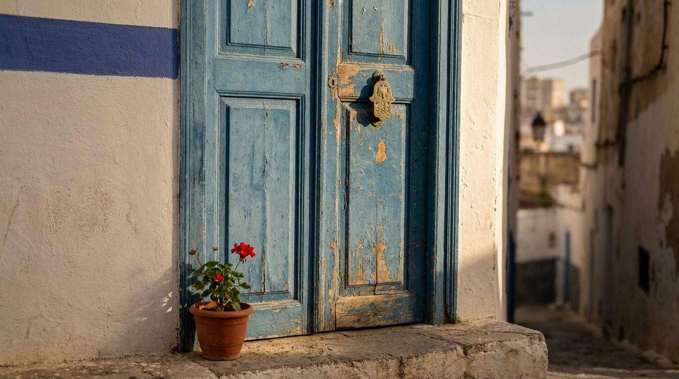 Porte traditionnelle avec heurtoir en main de Fatma