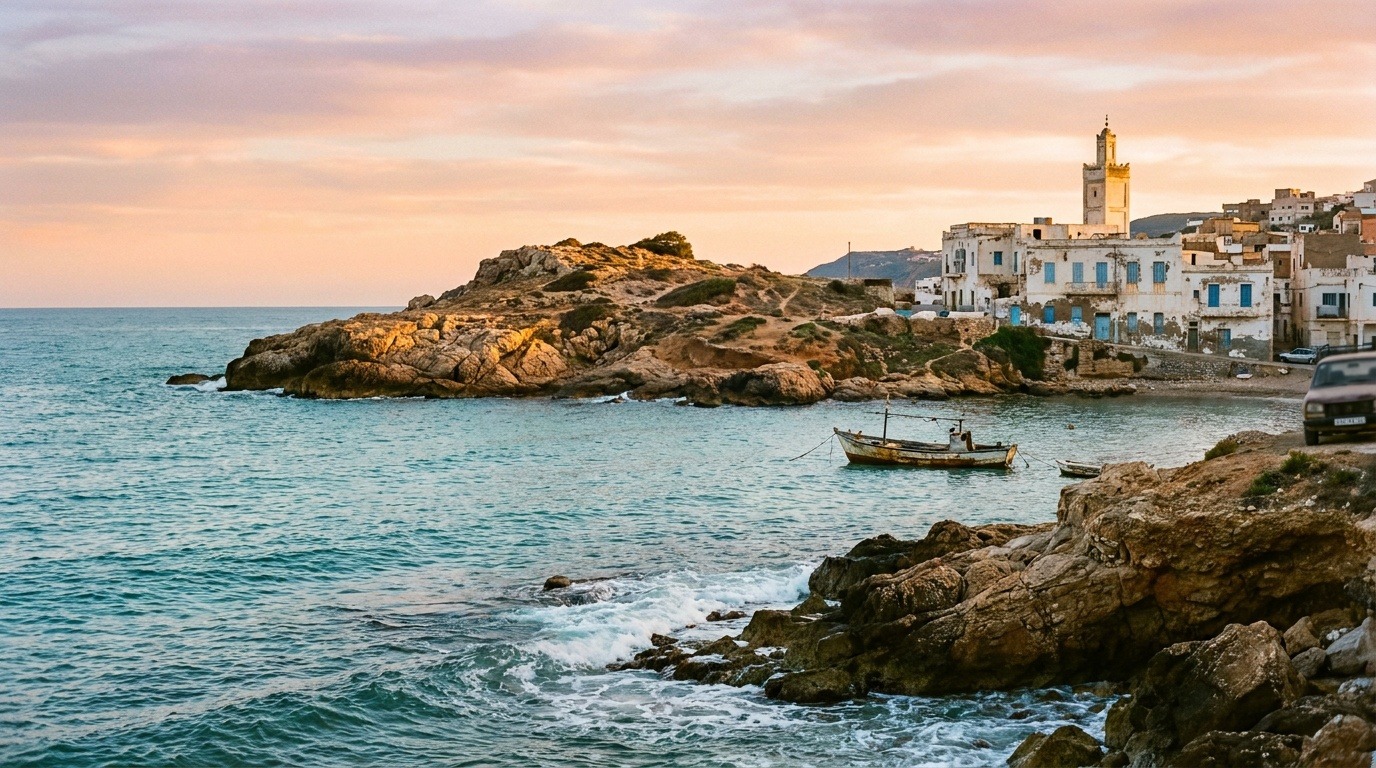 Rocher face à la Méditerranée sur la côte algérienne