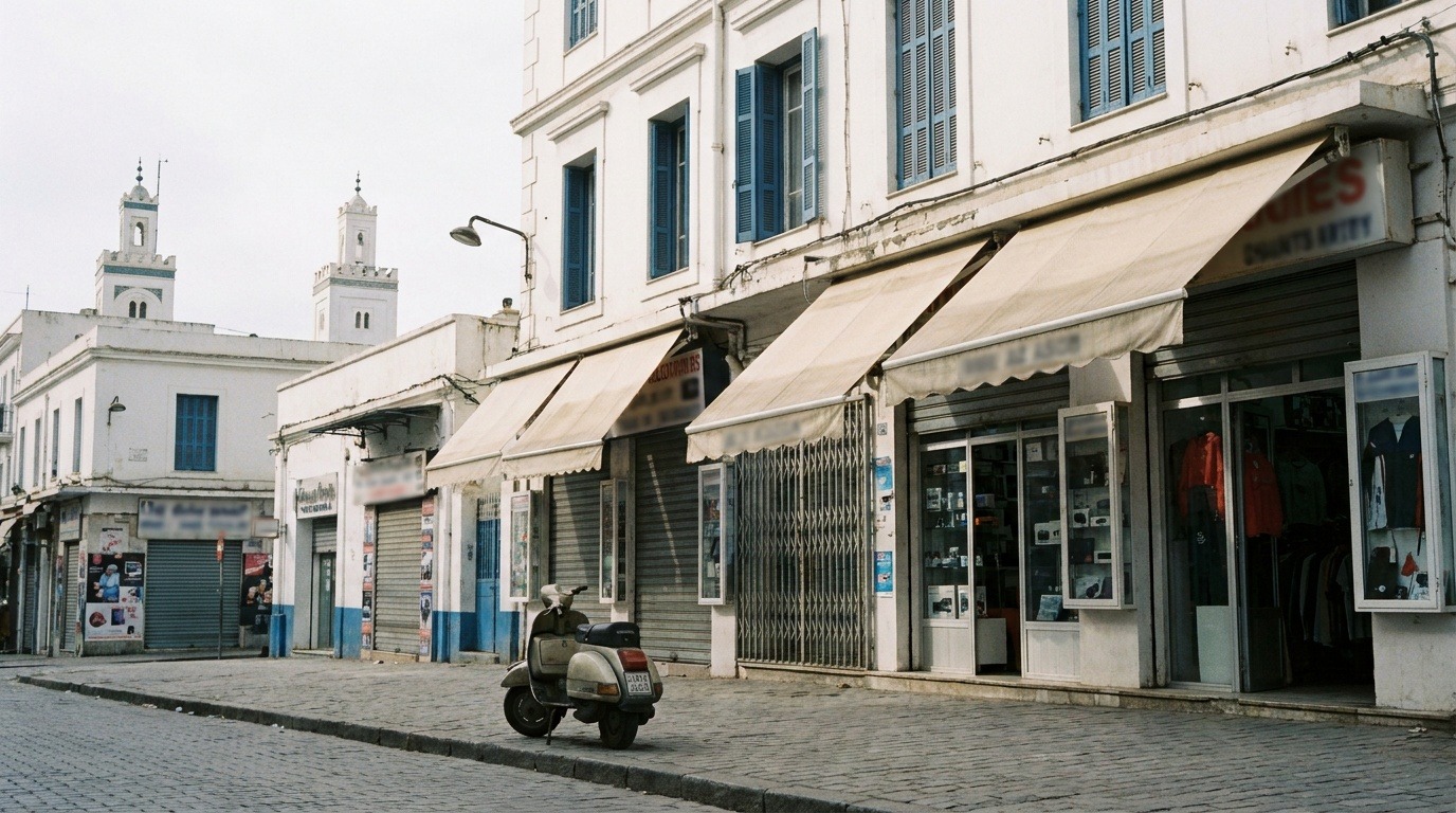 Rue commerçante d'Alger le matin