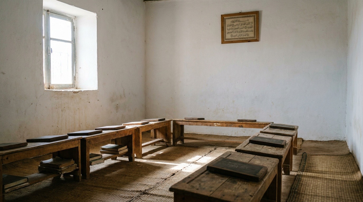 Salle de classe d'une école coranique en Algérie