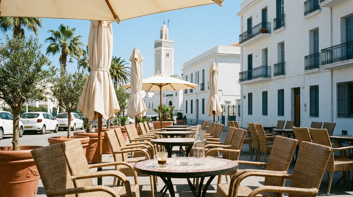 Terrasse de café dans le quartier de Sidi Yahia à Alger