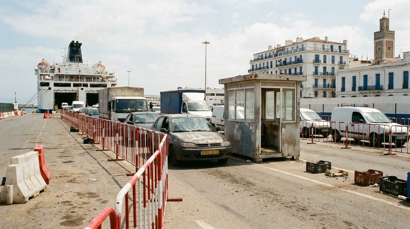 Voie de contrôle douanier dans un port algérien