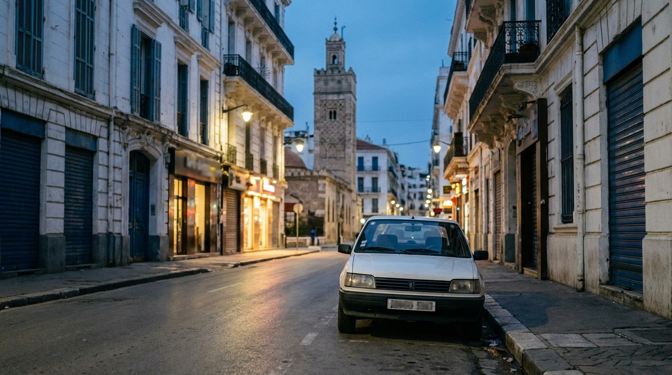 Voiture VTC garée dans une rue d'Alger